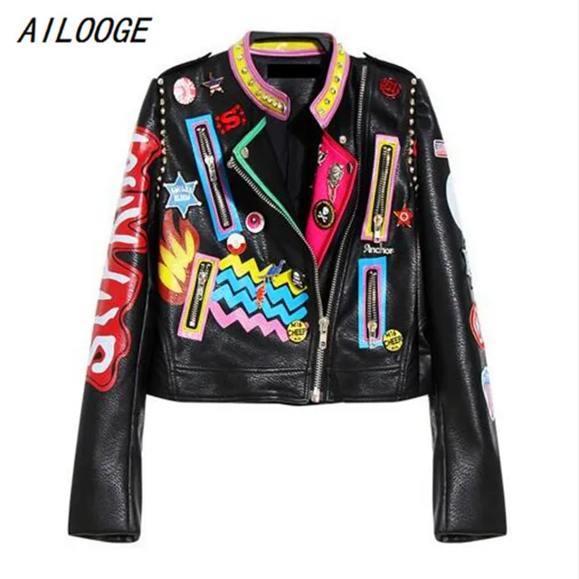 AILOOGE 2017 Fashion Autumn Women Punk Heavy Metal Street