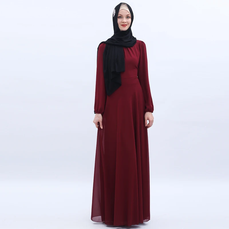 Chiffon Hijab Muçulmano Abaya Dubai Vestido Kaftan