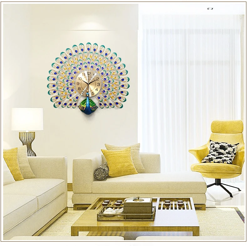 Peacock Wall Clock European Living Room Creative Clock Personality Decorative Clock Wall Clock Silent Quartz Electronics