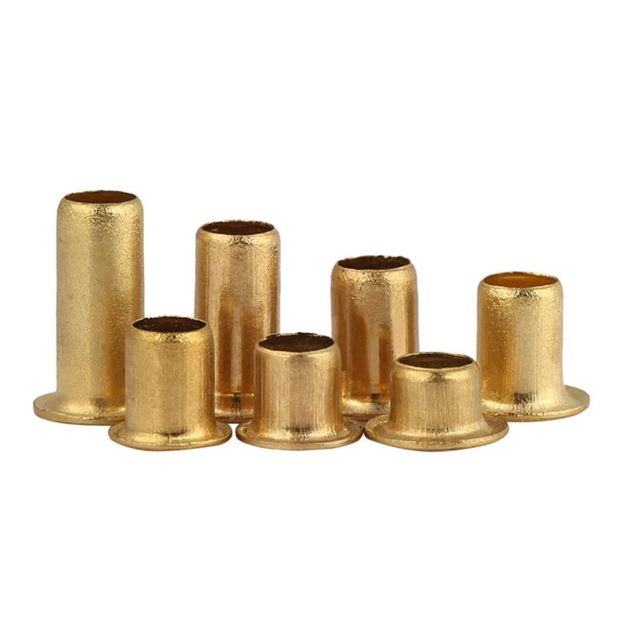 M6 Brass Eyelet Hollow Tubular Rivets Through Nuts Kit for Cloth Doll Card Paper DIY Length 4/5/6/8/10/12mm