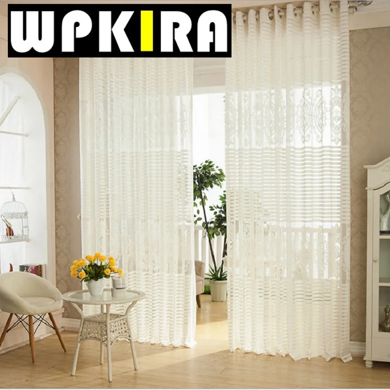 Luxury Net Mesh Curtains Embroidered White Elegant