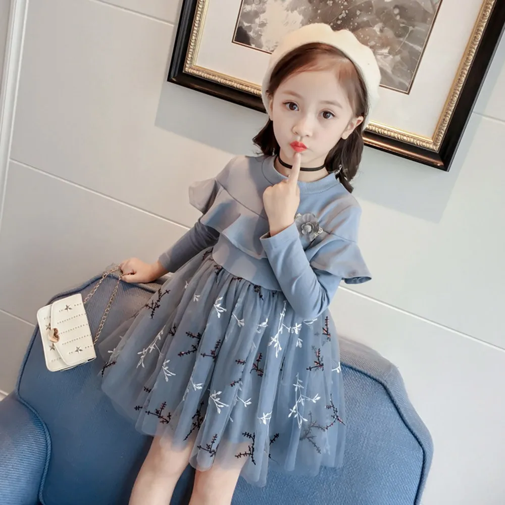 

MUQGEW 2019 Hot Sale Spring Baby Girl Dress Long Sleeve Wear Flower Ruffles Princess Cloth Formal Casaul Korean Outfits