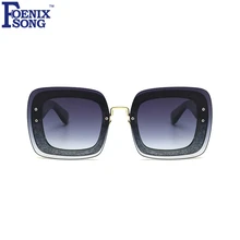 FOENIXSONG Mujeres Fashion Square gafas de Sol de Marco Leopardo de Las Señoras Gafas de Sol de Diseñador de la Marca gafas de Sol Oculos Mujer Feminino