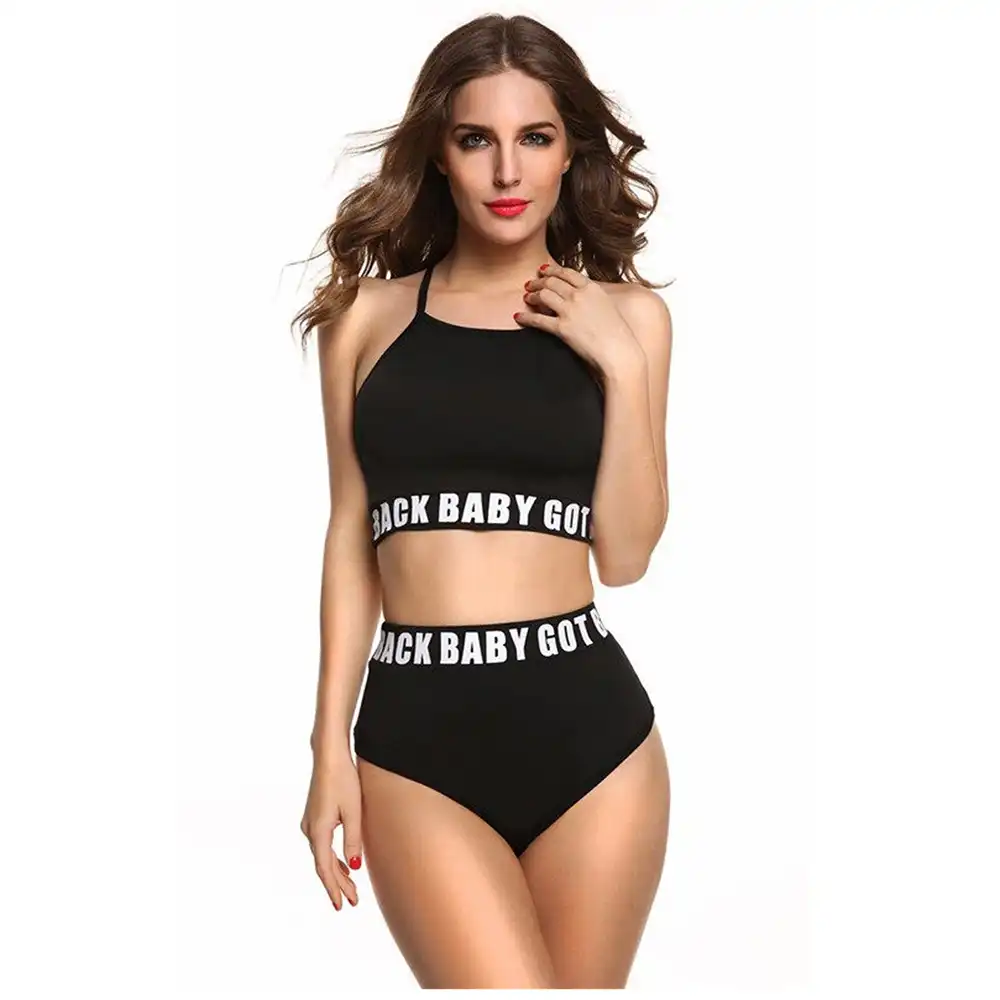 high waisted bikini with crop top