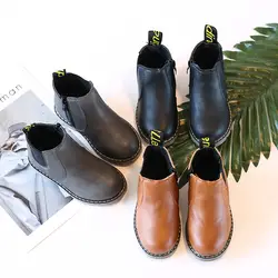 2019 г. осенне-зимние детские ботинки martin короткие ботинки удобная обувь для мальчиков и девочек на молнии сбоку