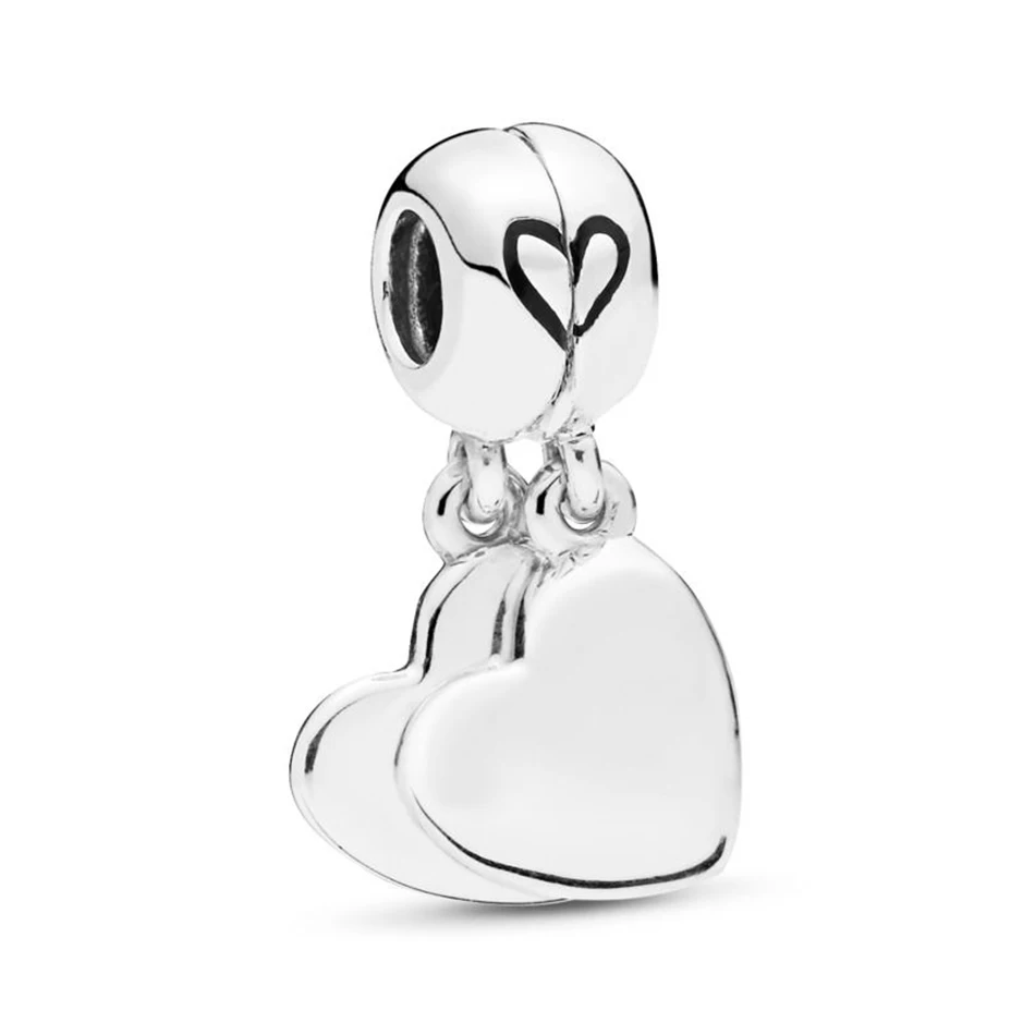 

Authentic 925 Sterling Silver Enamel Two-part Mother & Son Love Heart Dangle Charm Fit Pandora Bracelet Bangle DIY Jewelry