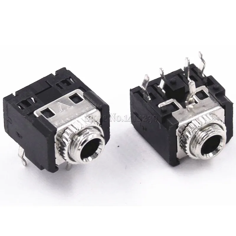 Conector de Áudio Jack com Porca Pces Fêmea 5 Pinos Dip Fone Ouvido Estéreo 100 Pj306m Pj-306m 3.5mm