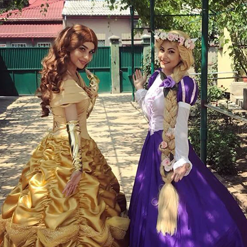 Anogol Brave Merida Elsa Anna Little Mermaid Mera Ariel Belle Beauty and Beast Tangled &Rapunze Cosplay Wig For Halloween Party