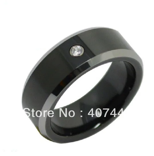 США его/ее лучшее кольцо из черного вольфрама блестящий край с белым камнем свадебный браслет с бесплатной подарочная упаковка и