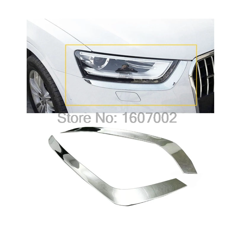 For Audi Q3 2012 2013 2014 ABS Chrome Headlight Lamp eyebrow headlight