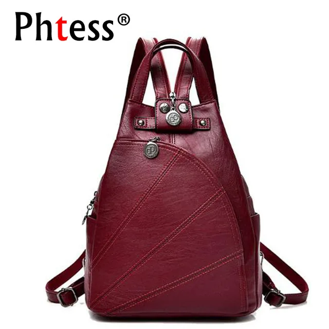 Best Offers 2018 Women Anti-theft Leather Backpacks Female  Ladies Backpacks For School Retro Sac a Dos Femme Female School Shoulder Bags