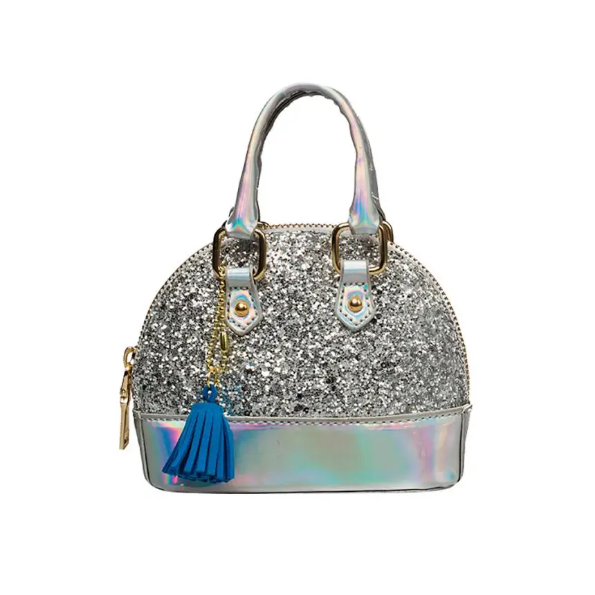 Милая Золотая кожаная сумка на плечо для девочек, сумка-мессенджер для девочек, одноцветная мини-сумка на молнии, маленькая квадратная сумка, сумка-тоут# W - Цвет: Silver