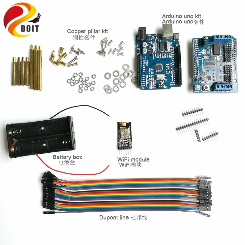 Комплект управления Wi-Fi с DT06 Wi-Fi модуль + макетная плата + плата драйвера двигателя + Dupont Line + Соединительный комплект для автомобиля Arduino DIY Kit