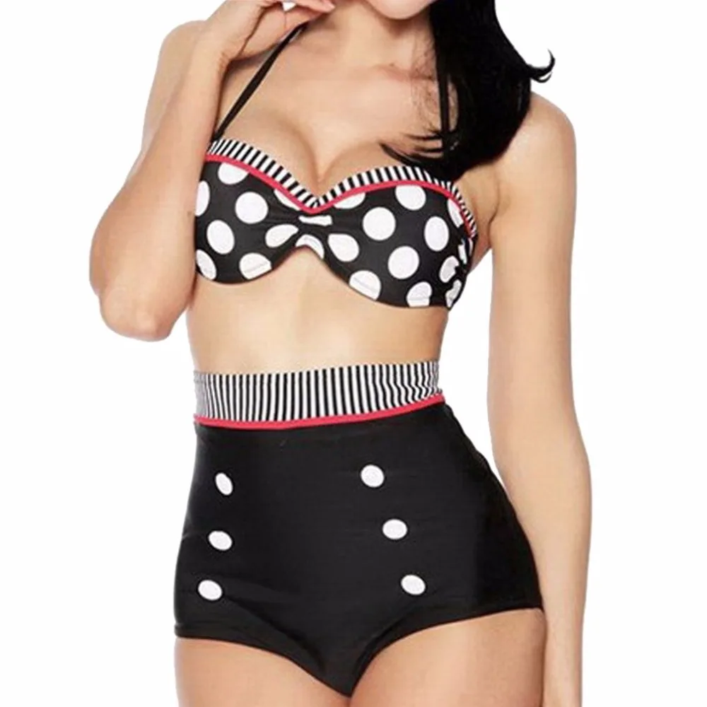 

New High Waist Bikini Sets RETRO Pinup Rockabilly Vintage Sexy Swimsuit Swimwear Push Up Bathing Suit Beachwear For Women Girl