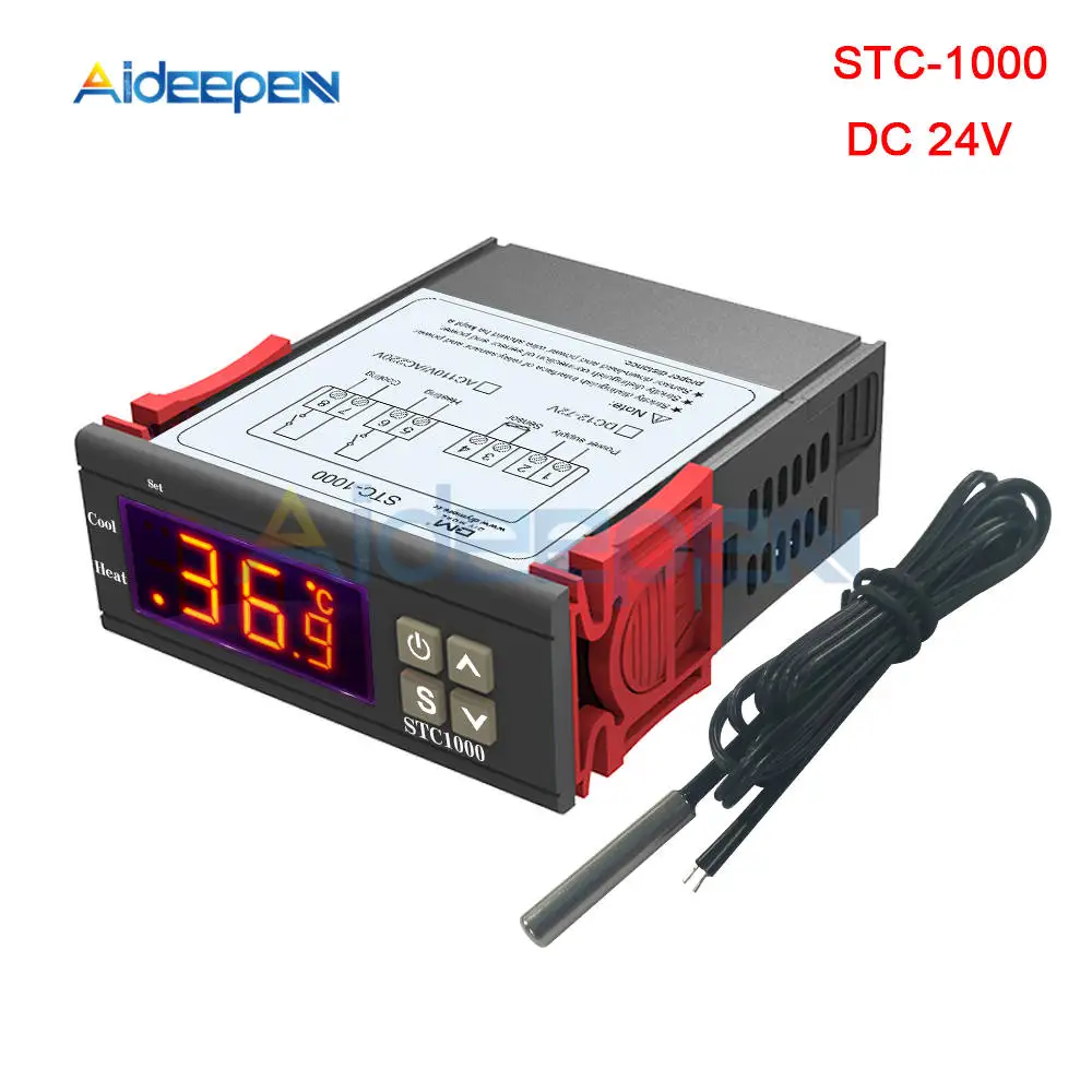 STC-3000 STC-1000 STC-100 Температура Управление; 12V 24V 110 V-220 V светодиодный цифровой терморегулятор Термостат Управление+ NTC Сенсор - Цвет: STC-1000 DC 24V