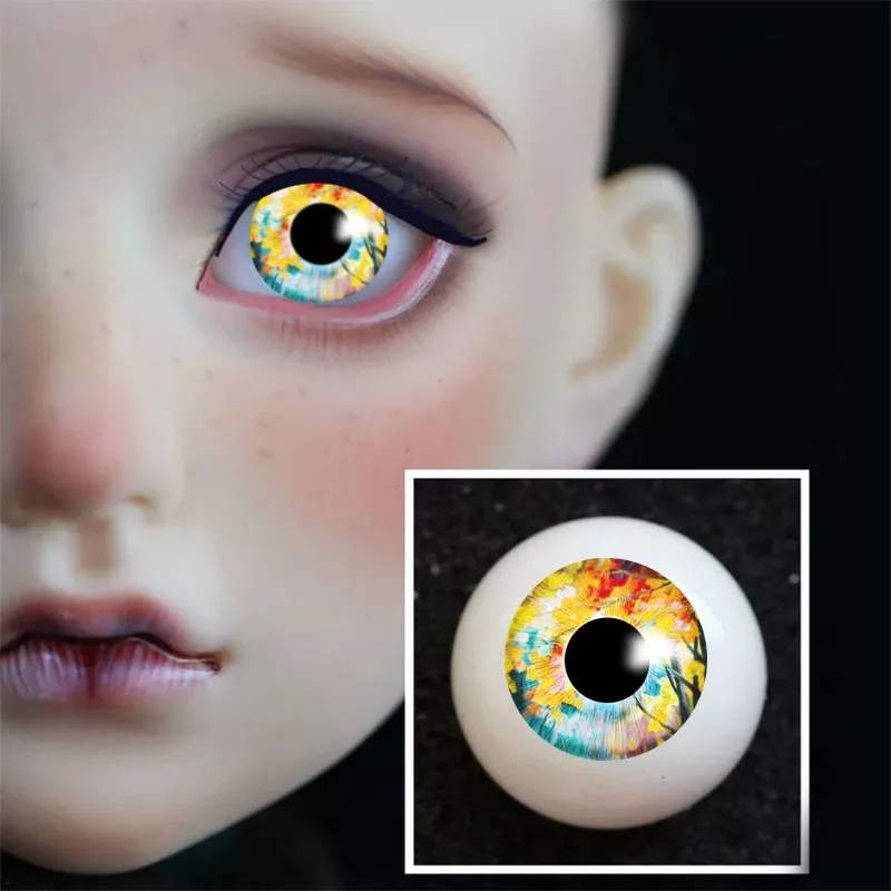 Новинка 1 пара DIY акриловые глаза BJD 8 мм 10 12 14 16 18 20 22 желтые опавшие листья цветное