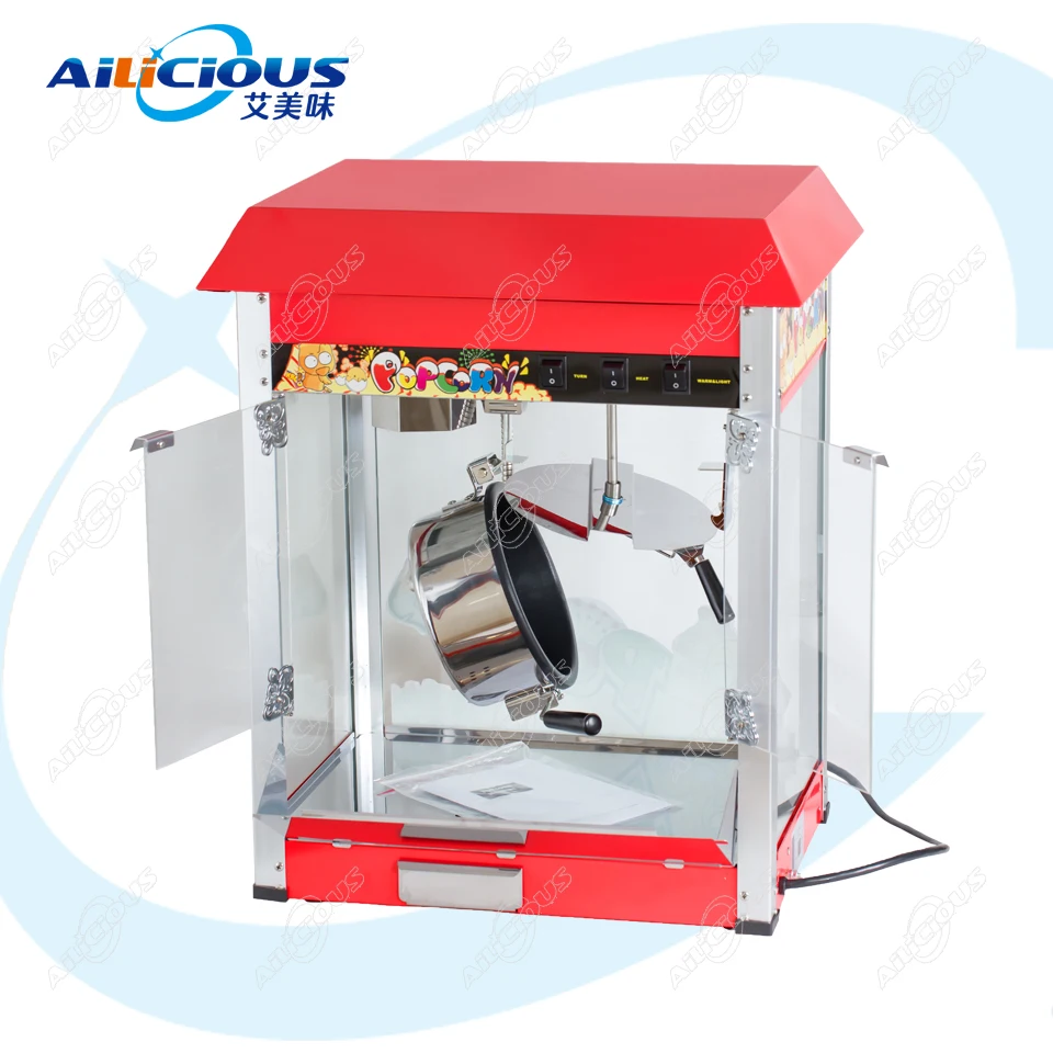 

VBG1608 Electric Popcorn Maker Commercial Popcorn Vending Display Showcase MachineElectric 220V 110V 8oz with Pot Spare Parts