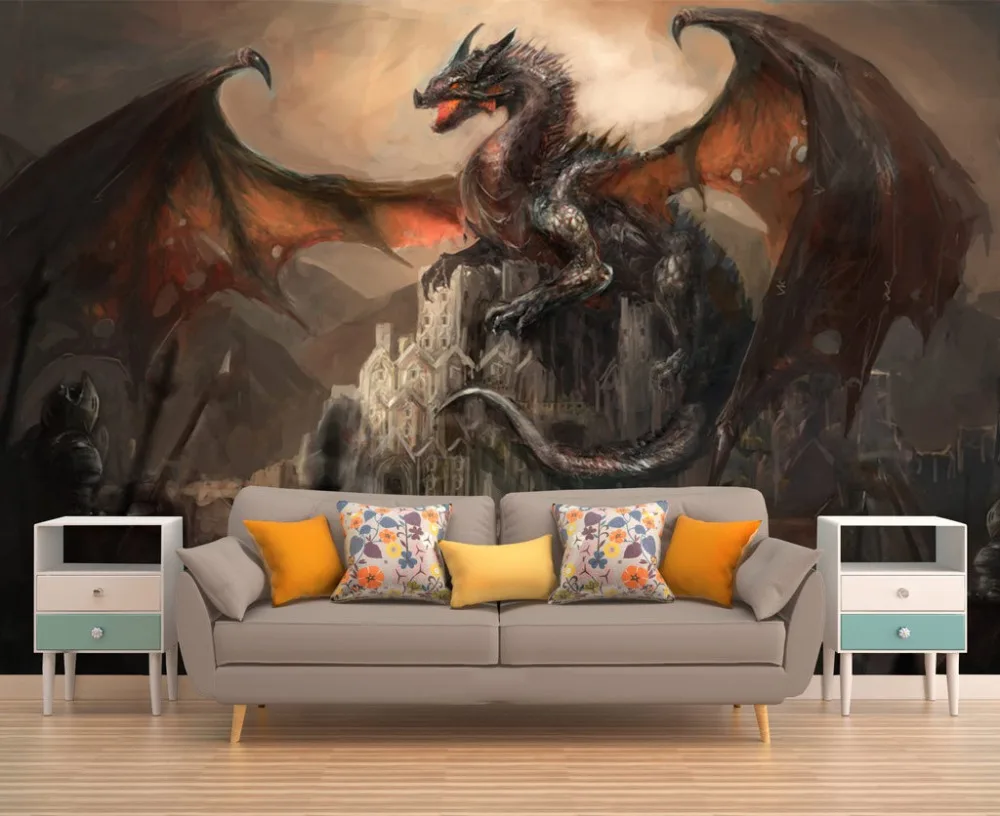 Пользовательские 3D фото обои абстрактный Дракон настенная Фреска гостиная спальня виниловая Фреска водонепроницаемые обои домашний декор