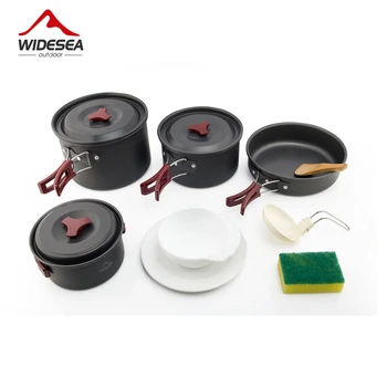 

Widesea 4-5 pepoles Camping Cookware travel Tableware outdoor cooking set Picnic set Backpacking Bowl Pot Pan utenils cutlery