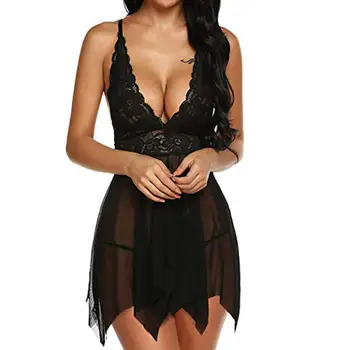 

Women Sexy Lingerie Sexy Mesh Strap Nightdress Transparent Erotica Adult Sexy Costumes BodyDoll Dress Sexy Nightwear For Women