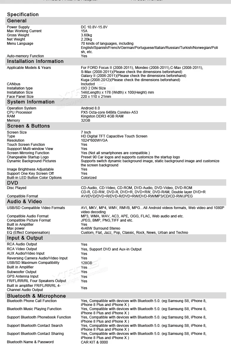 Excellent Android 8.0 Oreo OS 7" Car DVD Multimedia Navigation GPS Radio for Ford Focus II 2008-2011 & C-Max 2008-2011 & S-Max 2008-2011 16