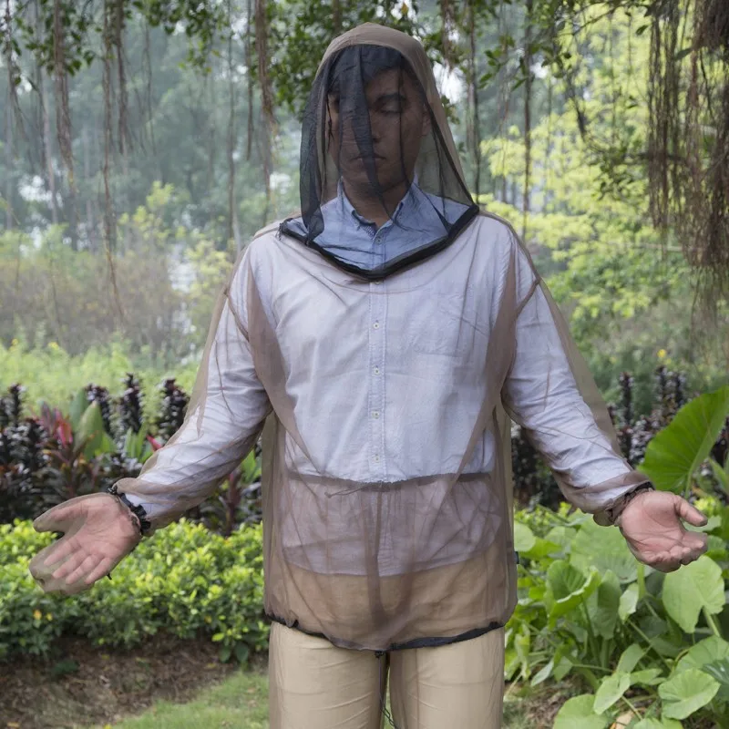 Jungle Men Net Clothing Mosquitoes Suit Thin Hooded Outdoor Jacket Wild