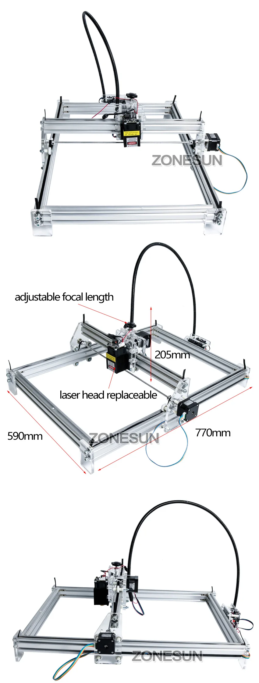 ZONESUN 7000 МВт Мини рабочего DIY лазерная гравировка гравер резка машина Лазерный гравер ЧПУ печати изображения см 50X65 см логотип
