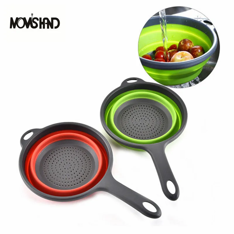 

MOM'S HAND Kitchen Foldable Colander Fruit Vegetable Washing Basket Strainer Collapsible Drainer With Handle