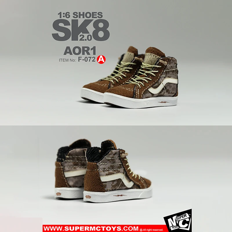 SuperMCToys 1/6 مقياس اكسسوارات SK8 أحذية 2.0 لوح التزلج أحذية رياضية أحذية الترفيه DIY/B/C/D F-072 صالح 12 بوصة Hottoys الشكل