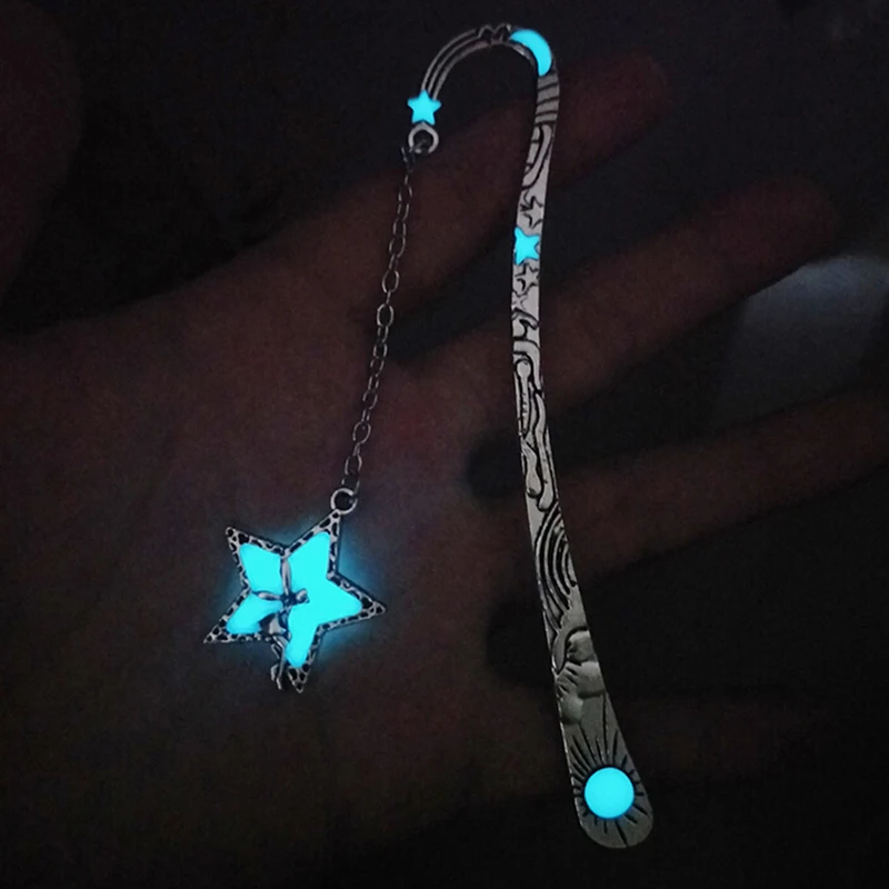 

Star Flying Man Whale Tail Bookmark Luminous Glow In The Dark Metal Book Marker Gifts