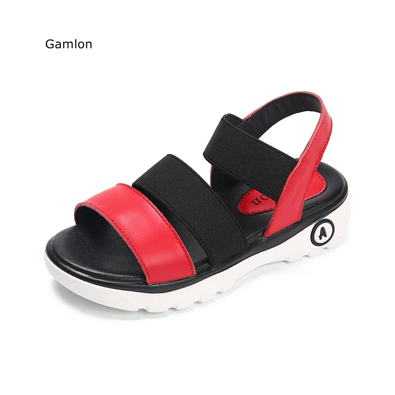 

Gamlon Children Real Leather Girl Sandals Princess Shoes 2017 New Summer Soft Bottom Beach Shoes Baby Sandals Girls Elastic Band