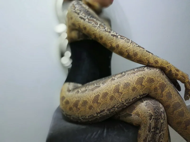 (MW811) Luxury Customize lycra spandex yellow snake pattern zentai suit ...