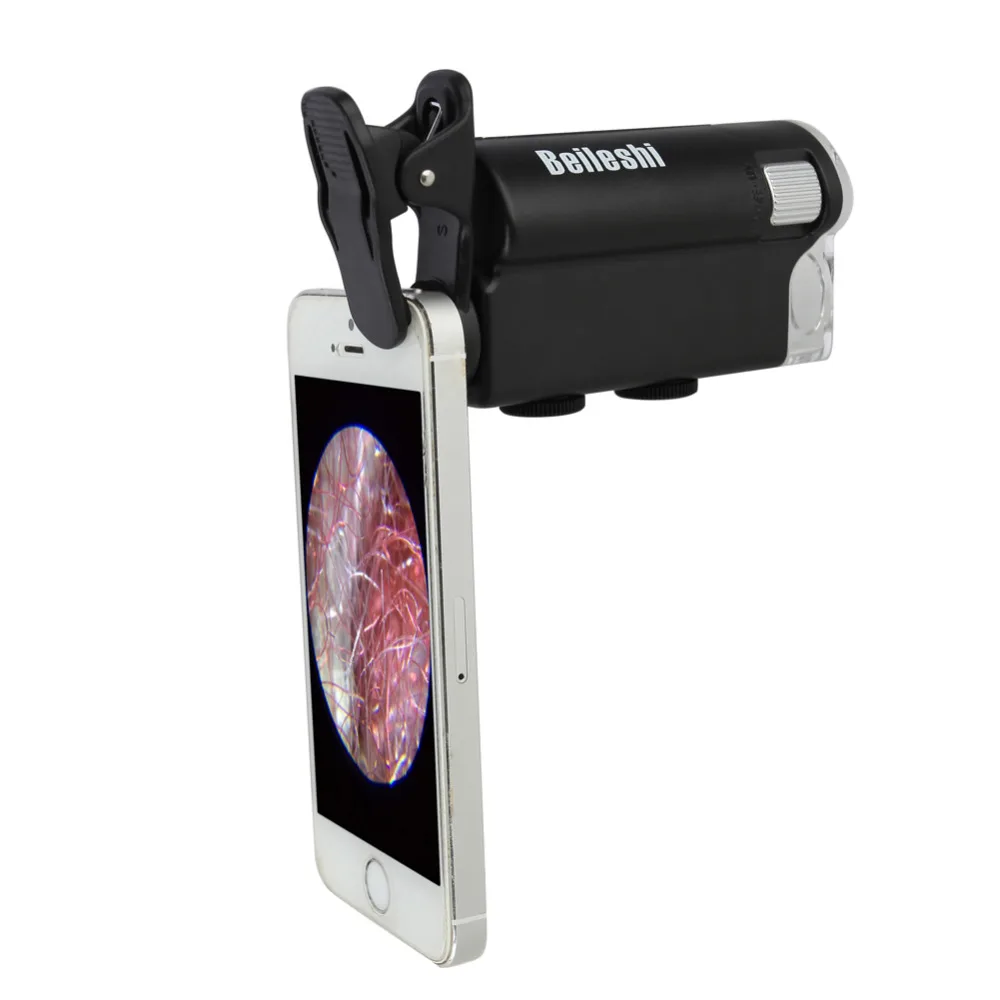 60X 100X Optical Zoom Mobile Phone Clip type Microscope 2 in1 UV