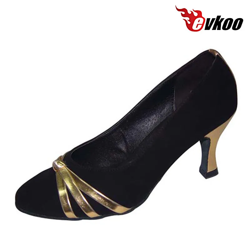 Evkoo танцевальная удобная обувь для латинских танцев с закрытым носком обувь для латинских танцев из полиуретанового материала на каблуке высотой 7 см стандартная обувь для бальных танцев Evkoo-333