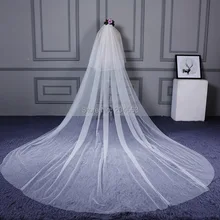 Двухслойная простая свадебная вуаль из тюля длинная недорогой Свадебный вуали с гребешком YHG2019