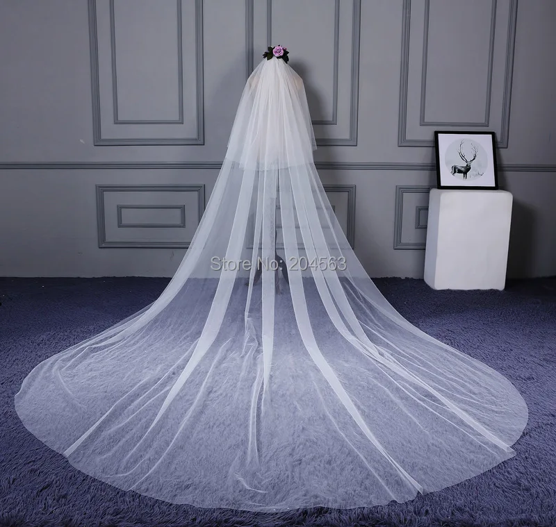 

Two-Layer Simple Tulle Wedding Veil Long Cheap Bridal Veils with Comb YHG2019