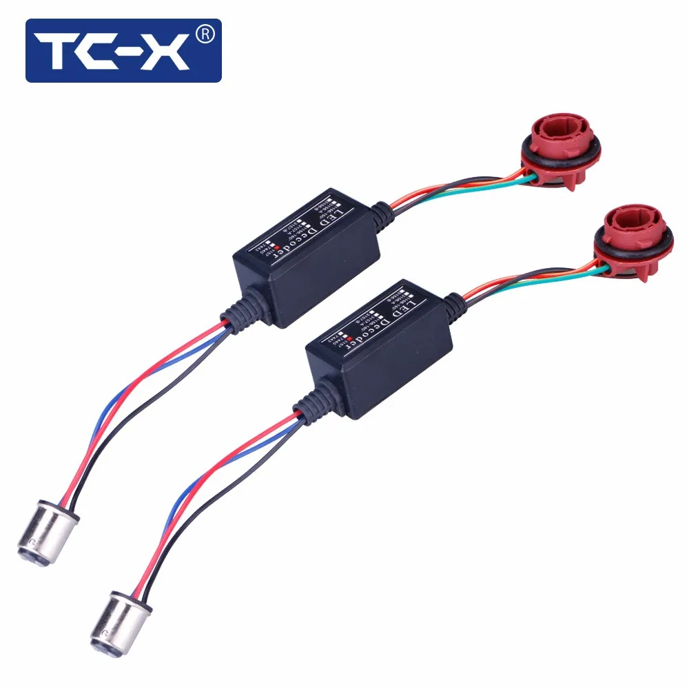 TC-X 2pcs  Set BAY15D 1157 S25 Canbus LED Light Bulb Warning Decoder Load Resistor Socket No Error EMC Decoders
