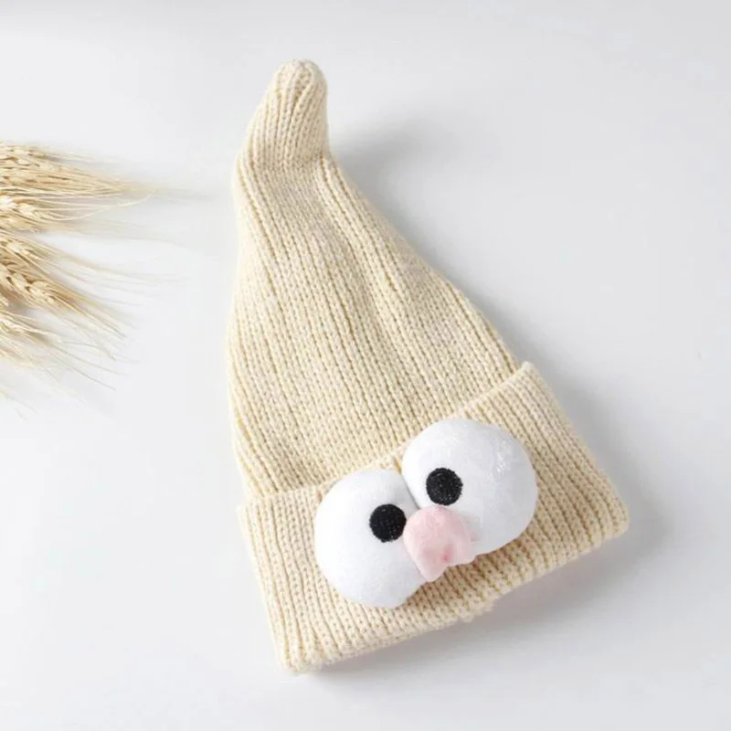 Зимняя теплая шапка для младенца для детей, вязаные шапки с большими глазами, шапка с рисунком для маленьких мальчиков и девочек, вязаная шапочка