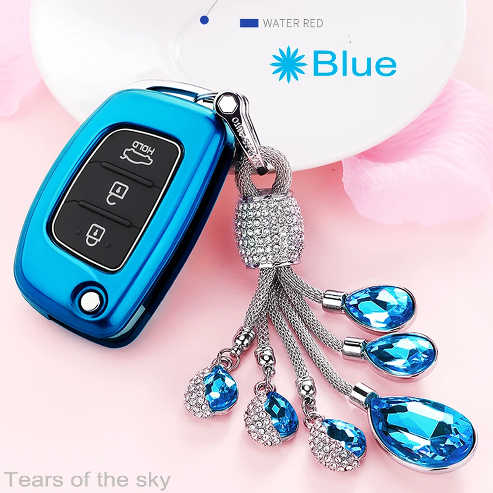 

TPU Car Remote Key Fob Shell Cover Case For Hyundai i10 i20 i30 IX35 IX45 Accent Elantra Santa Solaris Folding 3 Buttons key Set