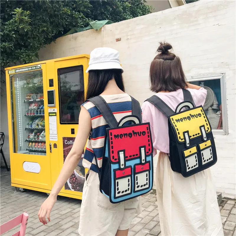 Menghuo 3D Anime Bag Cartoon Women Backpack School Bag 3D Style Canvas 2D Travel Drawing Book Mochila for Teenagers Girl Mochila (35)