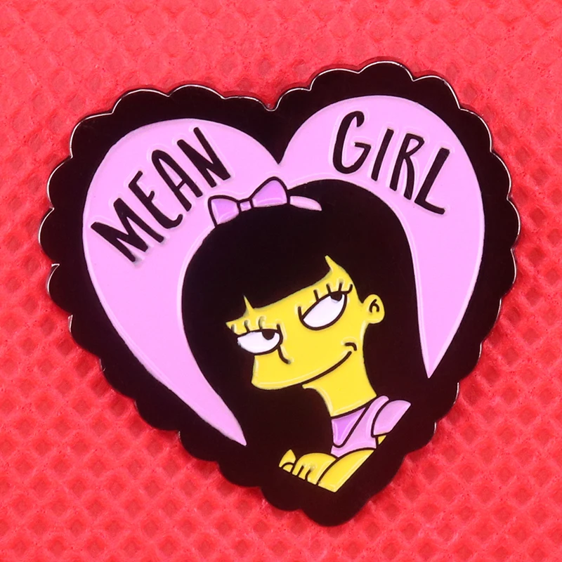 Эмалированная брошь в форме сердца Mean girl розовая бижутерия bff модный бант Женский