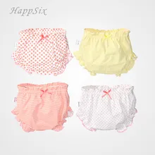4 шт./лот, хлопковое нижнее белье для малышей детское нижнее белье трусы для девочек от 0 до 2 лет Одежда для новорожденных девочек