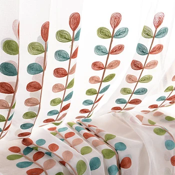 

European Embroidered Voile Curtains for Living Room Tulle Window Grass Sheer Curtains for Kids Bedroom Yarn Drapes Blinds 1 PC