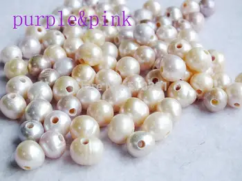 

Best Sales!!! 2mm Big Hole Freshwater Pearl, 9-10mm Purple&pink potato pearl for jewelry making LK-2968