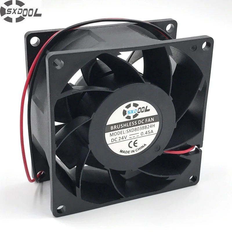 SXDOOL SXD8038B24H 80*80*38 мм DC24V 0.45A 6000 об/мин 80CFM осевой мощный вентилятор охлаждения|blower for