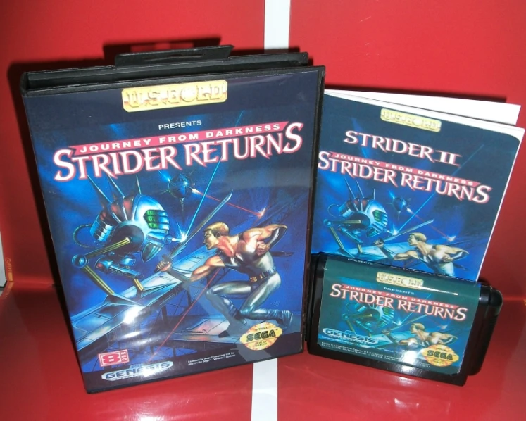 Страйдер 2 - Strider возвращает нас крышка с коробкой и руководством для Sega Megadrive