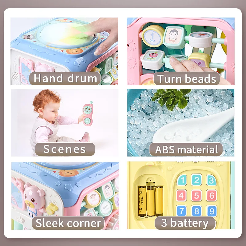 Многофункциональные Музыкальные Игрушки для малышей, музыкальная коробка, электронные игрушки, 6-12 месяцев, зубчатые часы, геометрические блоки, сортировка, развивающие игрушки