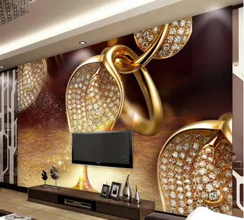

custom 3d wallpaper Gold calla diamond jewelry backdrop mural modern living room wallpapers living 3d wallpaper