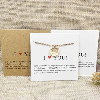 

2018 New Free Shipping 73x73mm I Love U Necklace Card Vintage Pendant Card & White New Style Design Nice Packing Card