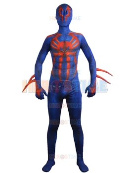 

Spiderman 2099 Costume blue fullbody muscle print spider-man costume Halloween spandex zentai Suit